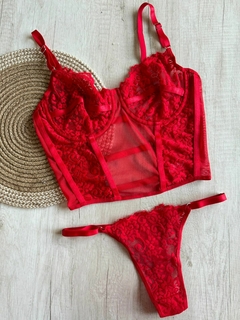 Conjunto Bustier Puntilla - Microtull c/Aro y cola less regulable - H1300/1 en internet