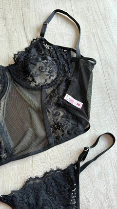 Imagen de Conjunto Bustier Puntilla - Microtull c/Aro y cola less regulable - H1300/1