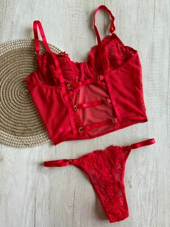 Conjunto Bustier Puntilla - Microtull c/Aro y cola less regulable - H1300/1 - tienda online
