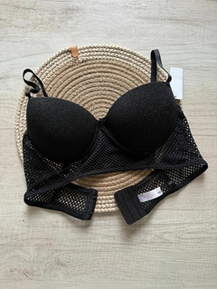 Corset de taza soft de microfibra shine con red moda - MEL310/1 - Habia Una Vez Lingerie