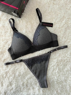 Conjunto triangulito soft de morley de microfibra con puntilla y elástico- MEL3890/1 - Habia Una Vez Lingerie
