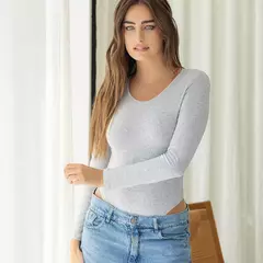 Body de algodón y lycra manga larga con broche desmontable - MEL4020/1 - Habia Una Vez Lingerie