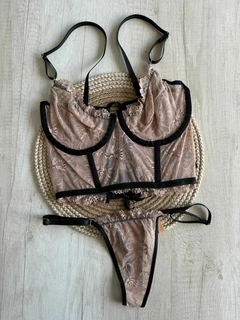 Conjunto Bustier Puntilla c/Aro y cola less regulable - Espalda con Cinta - Art. X1150 - comprar online