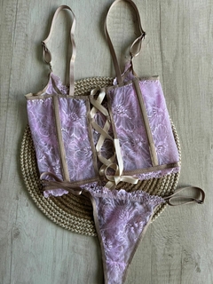 Conjunto Bustier Puntilla c/Aro y cola less regulable - Espalda con Cinta - Art. X1150 - Habia Una Vez Lingerie