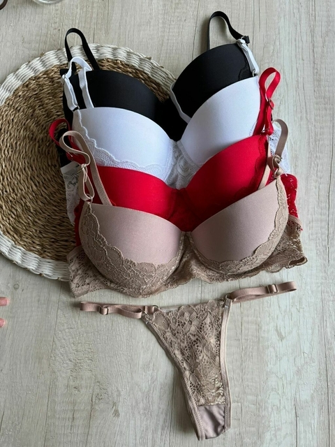 Conjunto Tasa Soft Microfibra c/Detalles Puntilla en Media Tasa - XSN-3841/1 - T85