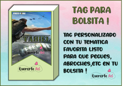 ♥ Tag Para Bolsita Imprimible Personalizado ♥ - Free Fire