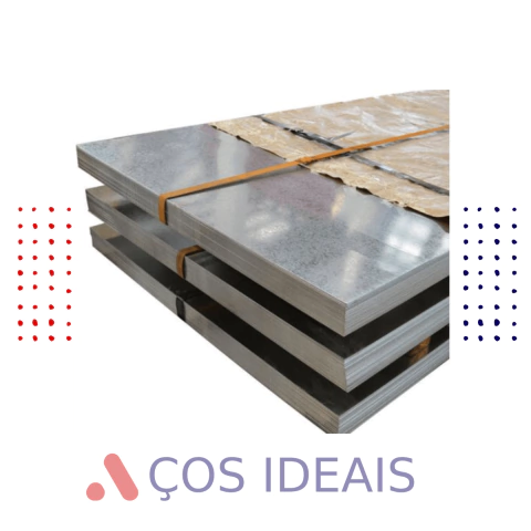 Chapa de Aço Zincada Galvanizada 1200x3000 - Espessuras de 1,11mm e 1,25mm