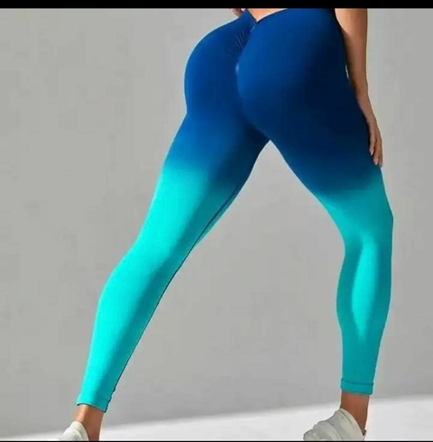 Calza Seamless degradee diseño Moon (Frunce + corte V) - Azul-Celeste