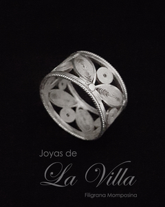 Anillo panderitos y hojitas. Filigrana Momposina Plata Ley 950