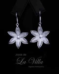 aretes en filigrana momposina, plata ley 950, Mompos, Mompox, aretas, joyas de la villa