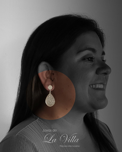 Aretes tipo topo lágrima en zigzag. Filigrana Momposina Plata Ley 950. - comprar online