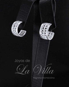 Candongas tipo topo tejido de caracoles. Filigrana Momposina Plata Ley 950. - comprar online