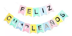 Banderin "Feliz Cumpleaños" Multicolor Pastel