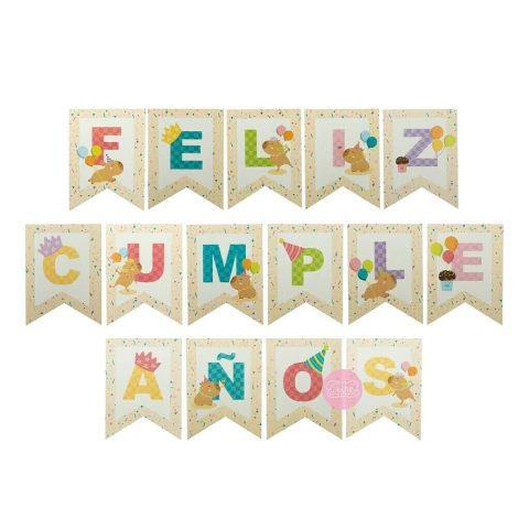 Banderín Capibara Feliz Cumpleaños