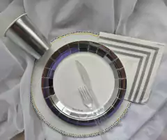 Servilletas "Borde Metalizado" - Acuarela de Colores