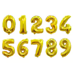 Globo Número Metalizado Oro 16" x unidad