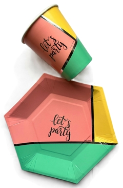 Plato Polipapel Hexagonal "Let´s Party" x unidad - comprar online