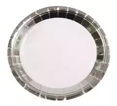 Plato Polipapel Blanco con borde metalizado x unidad - comprar online