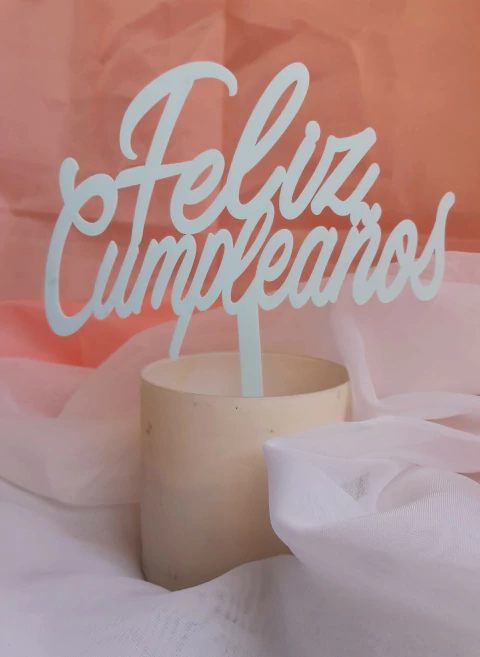 Adorno de Torta Feliz Cumpleaños Cursiva x unidad