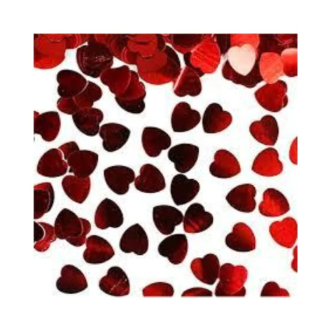 Confetti Corazones Metalizados Rojos