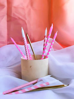 Vela Largas impresas Rosa y Dorado