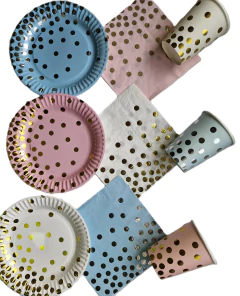 Plato Polipalel con lunares x unidad - Acuarela de Colores