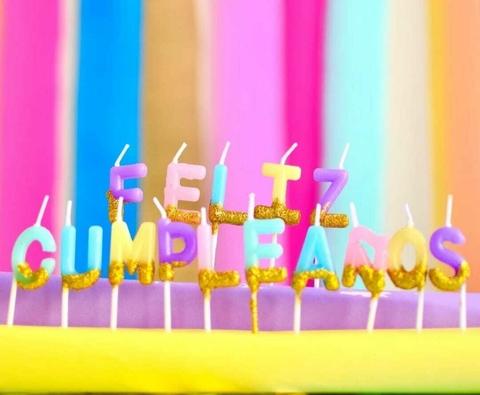 Velas Feliz Cumpleaños con Glitter