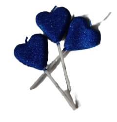 Vela Corazón Glitter Azul x unidad