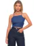 Top Cropped Feminino Jeans com amarração - Destroyed