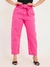 Calça Feminina Sarja Lycra Pink Mom Com Cinto - Razon Jeans