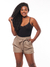 Shorts Feminino Sarja Clochard Alfaiataria Marrom