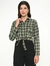Camisa Feminina Cropped Xadrez Marrom - comprar online