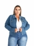 Jaqueta Feminina Sarja Plus Size Basica - Azul na internet