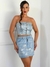 Mini Saia Feminina Jeans Lycra Com Foil