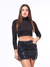 Mini Saia Feminina Jeans Lycra Preto