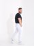 Calça Masculina Sarja Lycra Branco Chino na internet