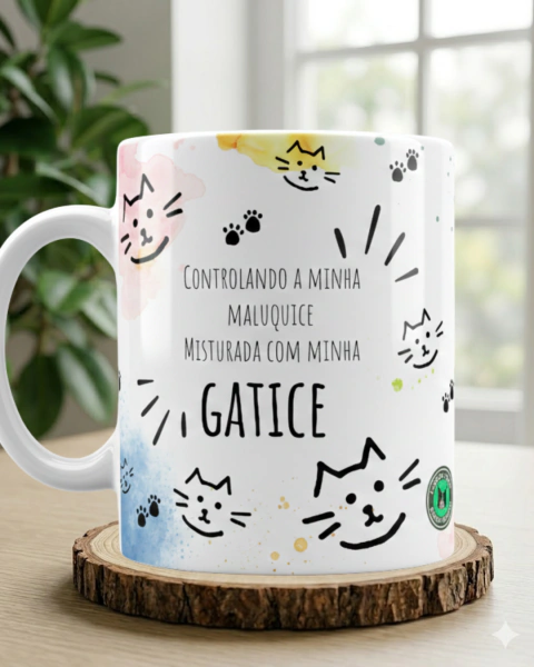 Caneca "Gatice" + Arte em Aquarela do Lupinho