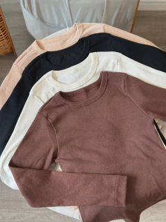 Blusa manga longa canelada