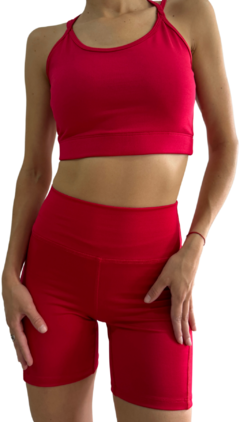 CONJUNTO DE LYCRA - BIKER + TOP ROJO - aurarun