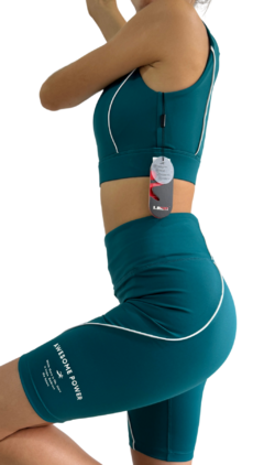 CONJUNTO DE LYCRA IRUN- BIKER Y TOP VERDE - aurarun
