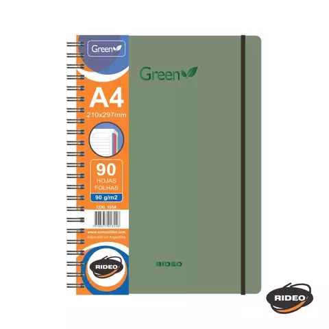 Cuaderno A4 Green Rideo Rayado Verde Claro - comprar online
