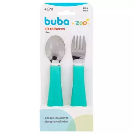 Kit Talheres Infantil Bubazoo Em Inox Buba - Verde