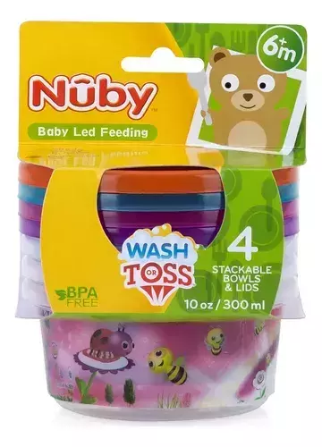 Kit 4 Potes Com Tampa - Nuby -300 Ml