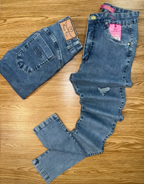CALÇA JEANS PREMIUM NOVA REF. A51 FAIXA ROSA
