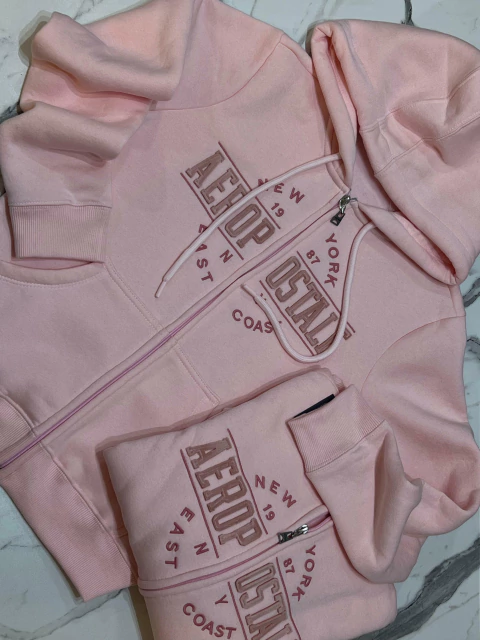 MOLETOM ABERTO ZIPER ROSA 0715 FEMININO AEROPOSTALE