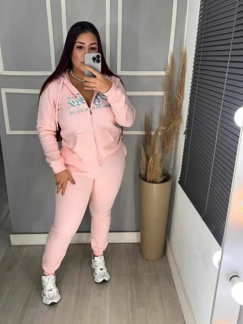 CONJUNTO MOLETOM ZIPER 0712 ROSA AEROPOSTALE