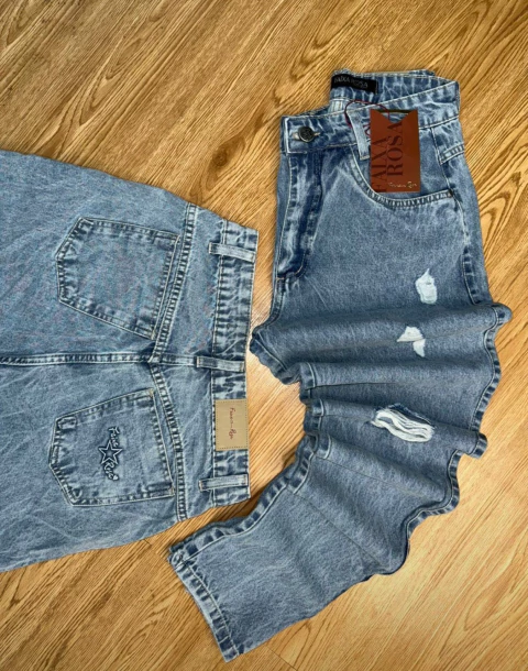 CALÇA MOM JEANS REF. 100 FAIXA ROSA