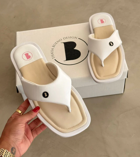 CHINELO QUADRADO BICOLOR 8017 BRANCO/NUDE BUBU