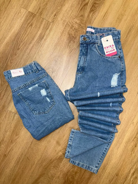 CALÇA MOM 0027 FAIXA ROSA