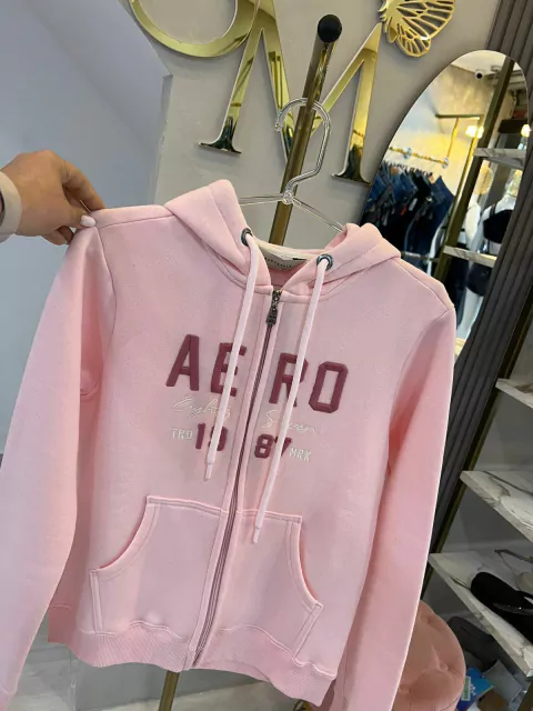 MOLETOM BORDADO ZIPER ROSA 0711 AEROPOSTALE